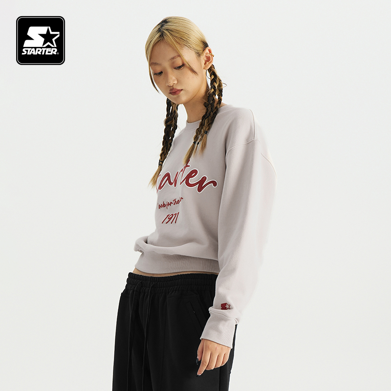 STARTER卫衣夏季女商场同款宽松保暖休闲通勤字母印花圆领上衣 - 图2
