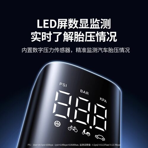 绿联车载充气泵电动打气泵汽车用测轮胎压点烟器插电款有线充气泵 - 图3