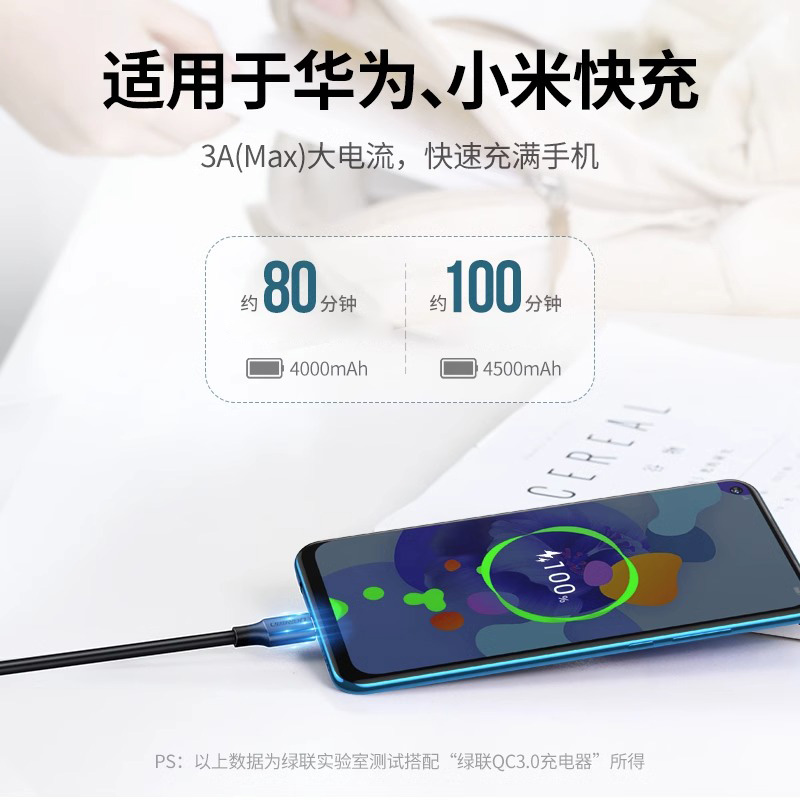 绿联usb3.0转type-c数据线iPhone15接高速移动硬盘盒iPadPro电脑数据传输适用苹果华为小米安卓手机快充usb-c - 图1