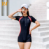361-degree one-piece boxer swimsuit female summer conservative student professional sports boxer cover belly slimming hot spring swimsuit