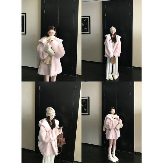 SKK loose hooded eco-friendly fur jacket