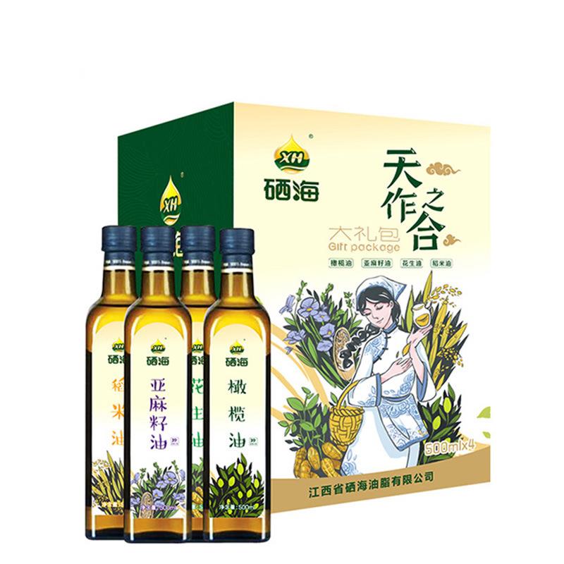 硒海有机亚麻籽油一级冷榨500ml*4瓶礼盒装团购福利厂家特惠 - 图3