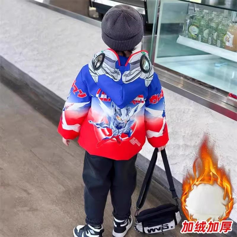 奥特曼衣服冬季保暖外套派克棉服儿童棉衣加绒加厚男童2025年新款,淘宝优惠券,粉丝福利购,淘宝优惠卷