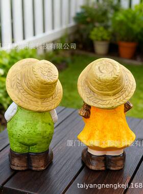 亚马逊花园雕像小女孩男孩装饰摆件桌面创意工艺品陶瓷男女孩摆件