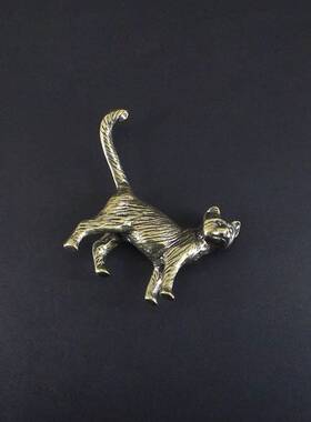 黄铜白铜猫摆件家居办公室金属工艺品开业礼收银台实心可爱小猫咪