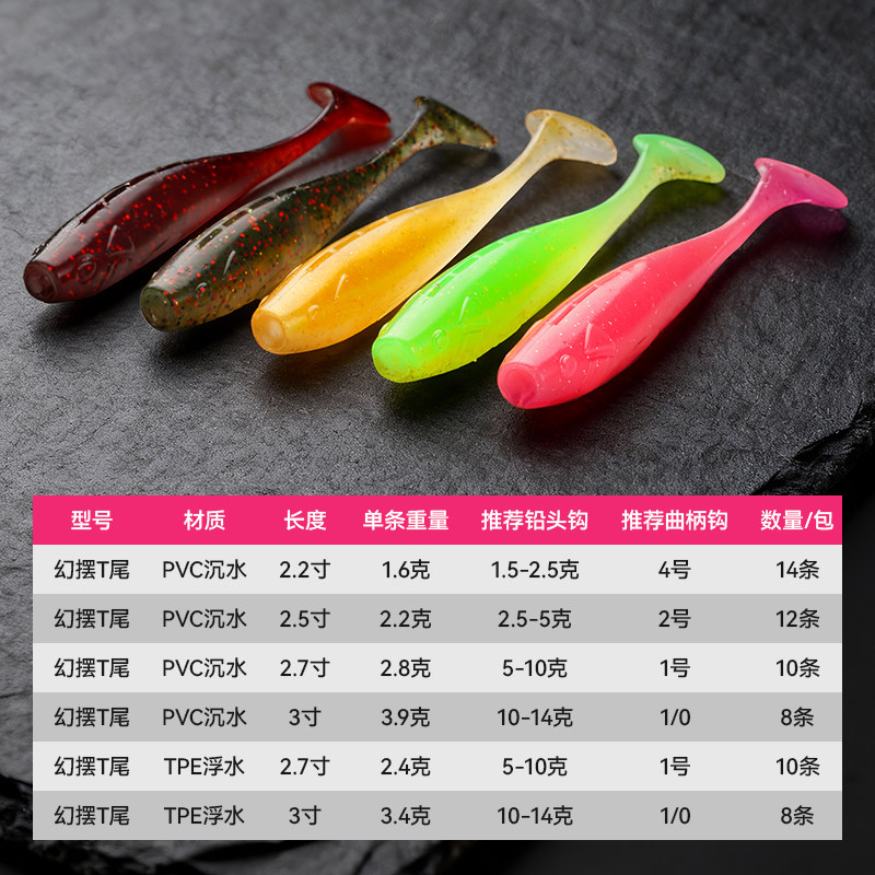 25新款RVVR幻摆T尾路亚饵竞技软饵沉浮水耐撕咬鳜鱼鲈鱼仿生假饵,淘宝优惠券,粉丝福利购,淘宝优惠卷