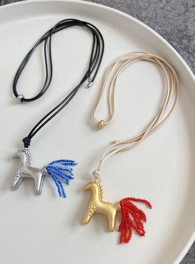 长款小马流苏吊坠项链女款