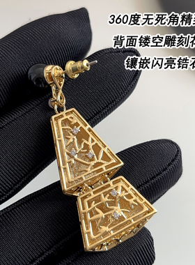 重工！！新中式折枝风铃墨玉耳钉