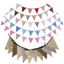 Source Large size Multi-color cotton cloth Triangle Flag Birthday Party Color Flag Wedding Party Hanging Banner Outdoor Tent Camping