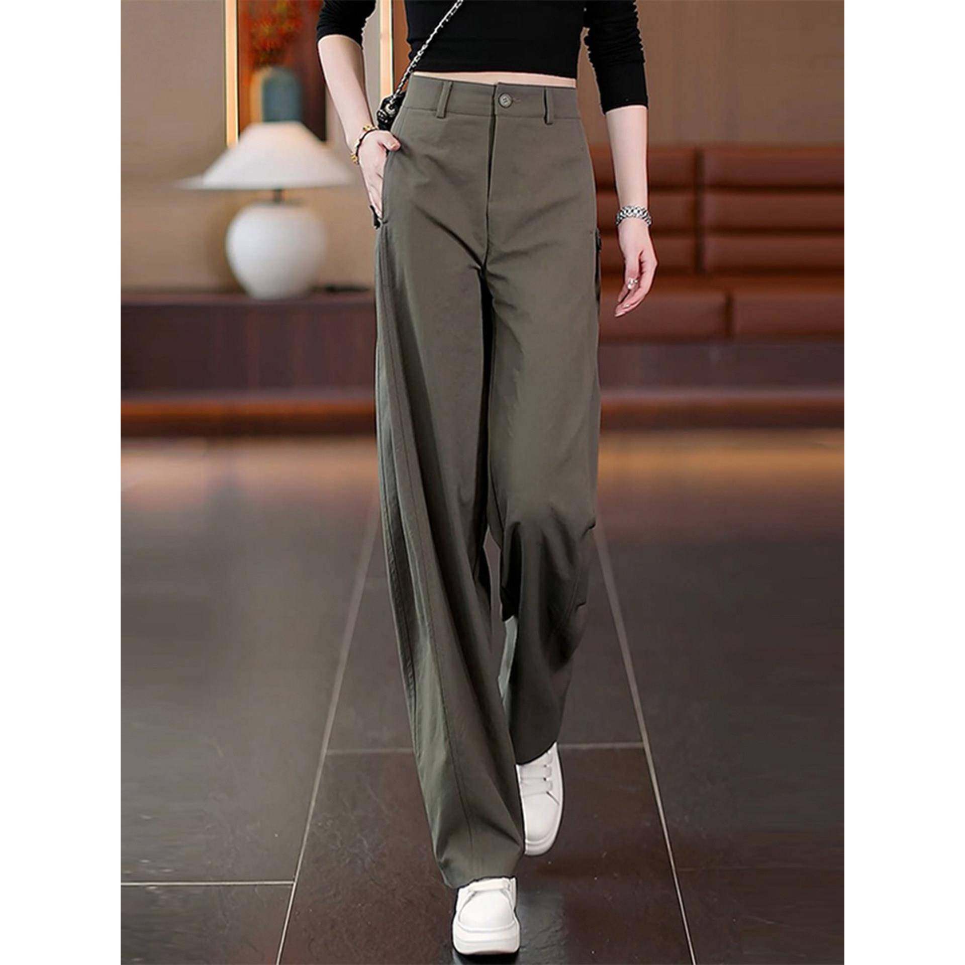 WEI TING军绿色工装裤女2025新款秋季宽松休闲登山裤弯刀阔腿女裤,淘宝优惠券,粉丝福利购,淘宝优惠卷