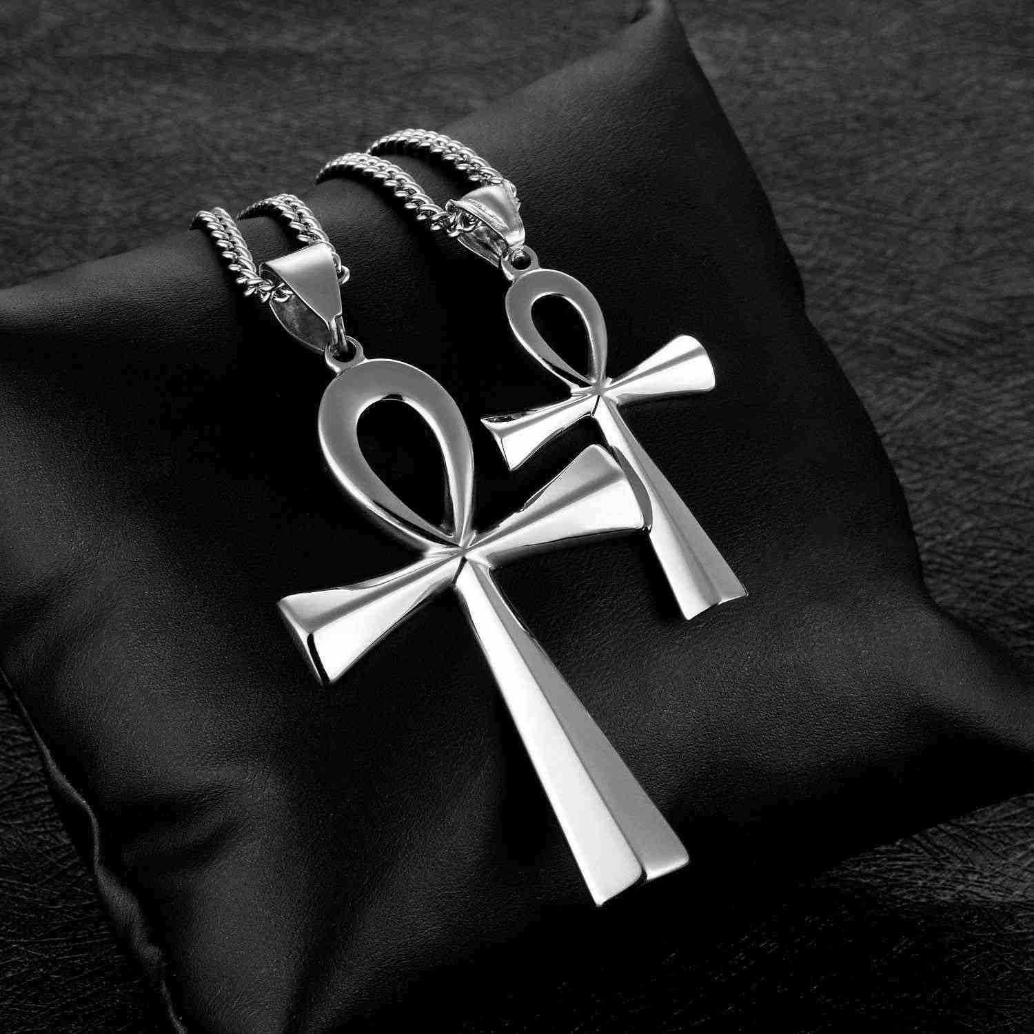 埃及法老安卡十字架吊坠生命之符男士钛钢项链死者苏生挂件首饰品