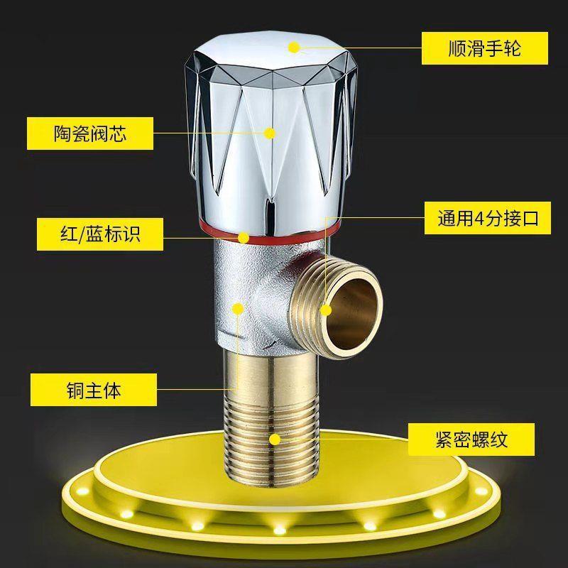 铜加厚三角阀洗脸盆冷热龙头热水器进水阀马桶4分入墙止水开关阀-图0