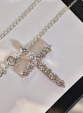 满钻十字架项链女925纯银百搭