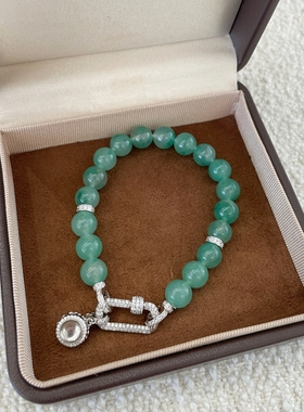 天然非洲翠小提溜珠串手串女925