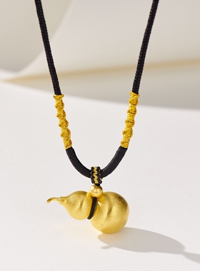 手工拉丝金葫芦吊坠项链女925银