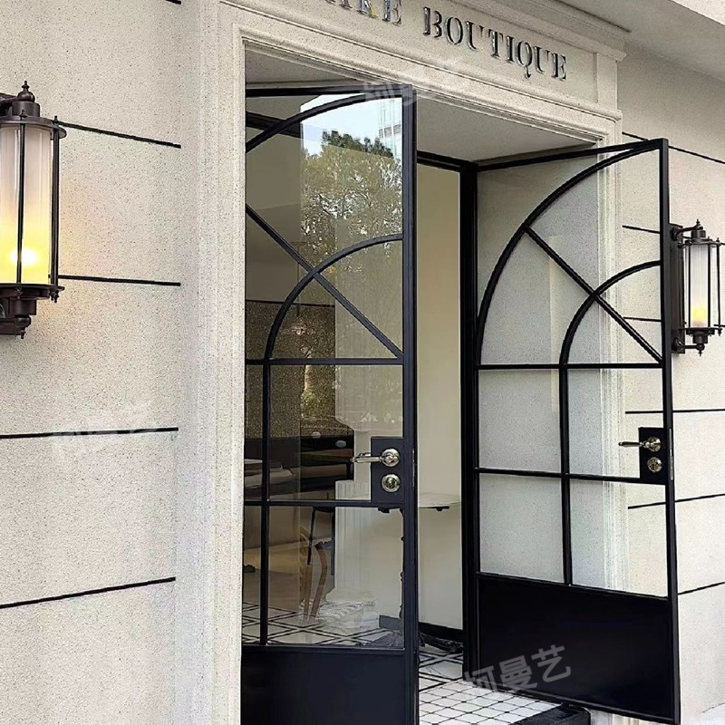 法式咖啡餐厅店门面复古户外大门玻璃平开门阳台推拉门移门对开门_虎窝淘