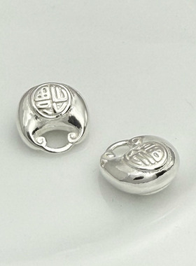 925纯银小胖福吊坠平安锁手工DIY