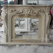 Natural marble fireplace Han white jade French style European style light extravagant carved stone carved fireplace frame villa decorations can be customised