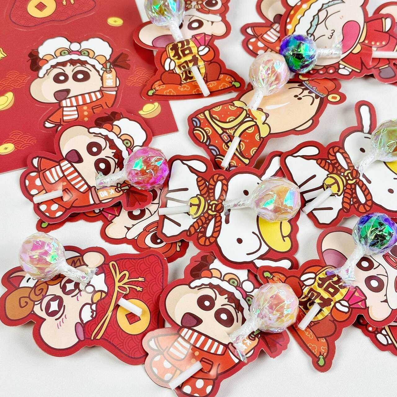 蜡笔小新新年棒棒糖卡纸喜庆可爱高颜值礼品学生朋友礼物装闺蜜,淘宝优惠券,粉丝福利购,淘宝优惠卷