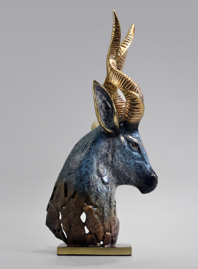 纯铜领头羊招财办公室桌面摆件