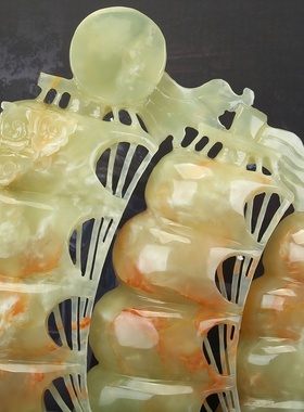 天然玉石雕刻一帆风顺帆船摆件