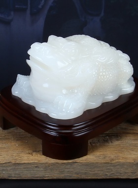 阿富汗玉金蟾聚财玄关桌面摆件