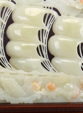 天然玉石一帆风顺摆件