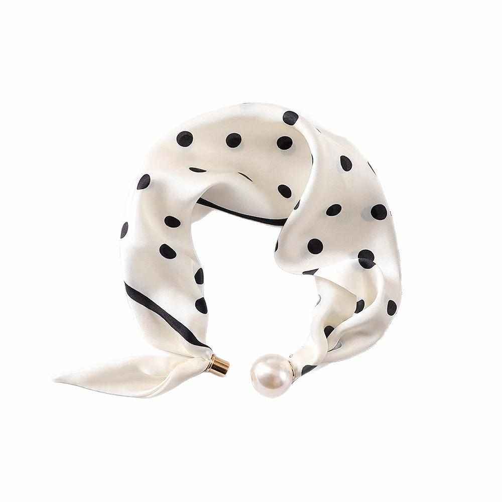 新款磁吸扣丝巾2025高级感系脖子腰果花装饰领巾时尚百搭珍珠项