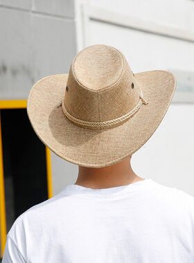 男士高端草帽帽子男大檐