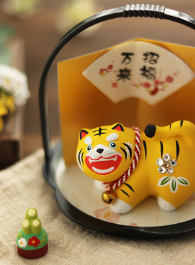 作舍窑陶土招福日式桌面可爱摆件