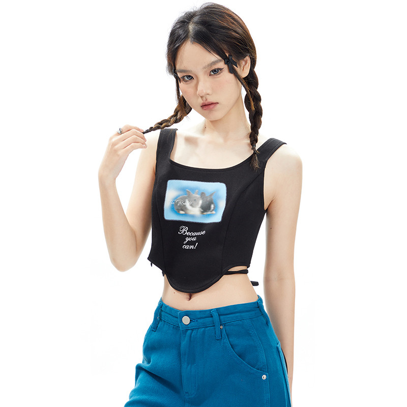 apea芭蕾风背心女性感辣妹小众绑带 apea背心吊带