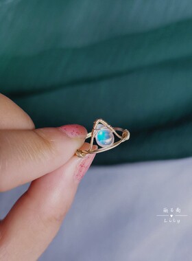 天然斯里兰卡蓝月光石女14K包金