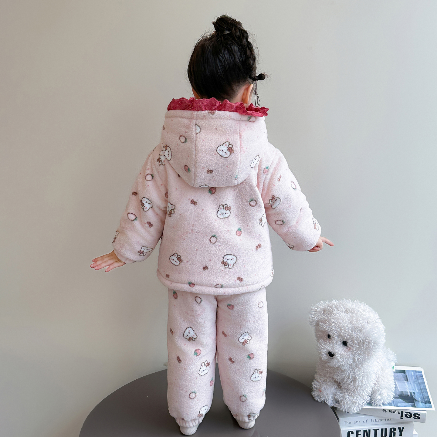 女童三层夹棉睡衣冬季女孩儿童加厚保暖家居服公主宝宝超厚衣服冬 - 图3