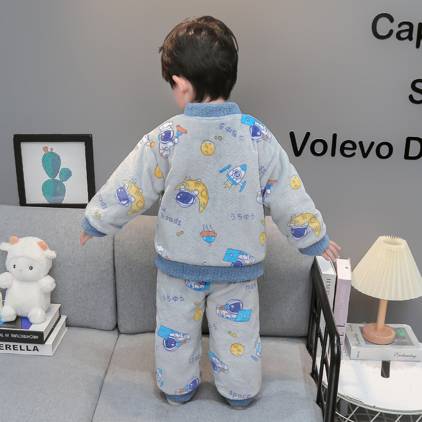 男童睡衣秋冬法兰绒加厚儿童三层家居服夹棉保暖套装宝宝超厚衣服,淘宝优惠券,粉丝福利购,淘宝优惠卷