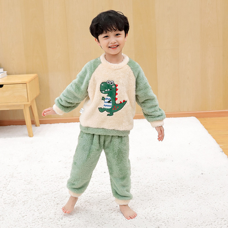 男童珊瑚绒睡衣秋冬儿童卡通家居服保暖套装男宝加厚法兰绒男孩冬,淘宝优惠券,粉丝福利购,淘宝优惠卷