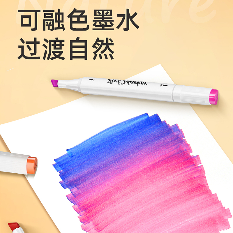 马克笔套装Touch正品双头马克笔24色学生动漫30/40/60/80/168色美术生初学者专用全套1000色绘画笔水彩笔油性 - 图0