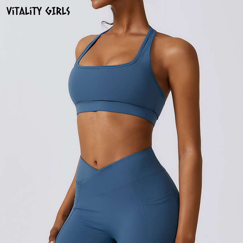 Vitality Girls欧美挂脖瑜伽内衣美背高强度大胸缓震专业运动文胸