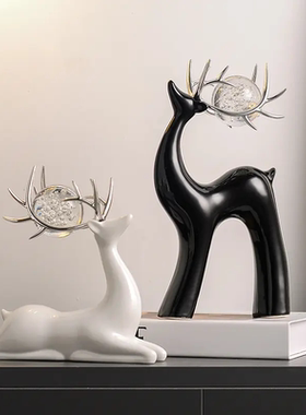 轻奢创意麋鹿摆件客厅酒柜装饰