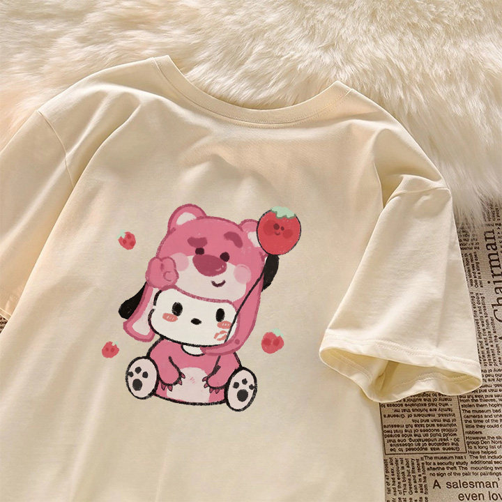 草莓熊女童时髦短袖t恤2026夏款纯棉透气半袖帕恰狗可爱百搭上衣,淘宝优惠券,粉丝福利购,淘宝优惠卷