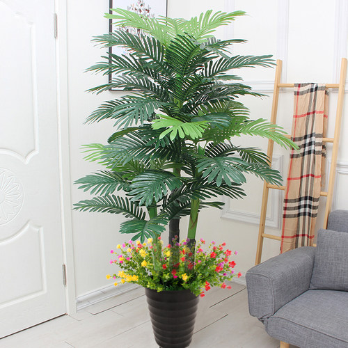 高端轻奢仿真绿植散尾葵大型植物造景室内装饰客厅落地摆件假盆栽 - 图0