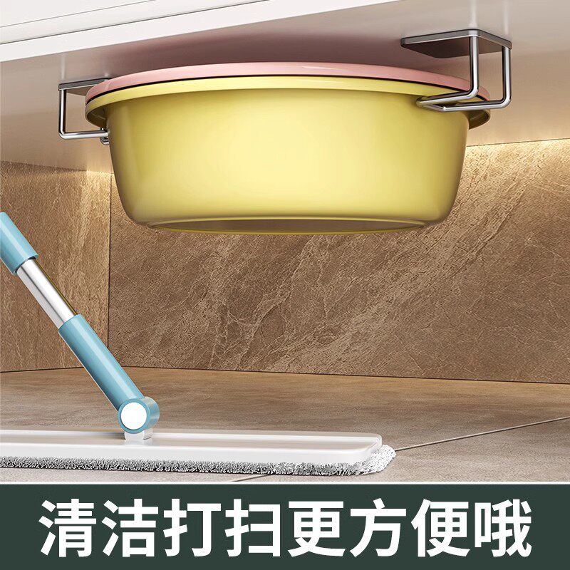 卫生间置物架洗脸盆收纳架子浴室柜下免打孔壁挂式放脸盆挂钩神器