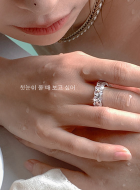 欧美风跨境锆石开口戒指女欧美轻者ins风高级感个性时尚指环新款