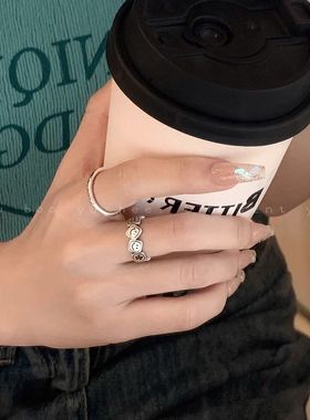 仙莉丝复古做旧笑脸戒指方块