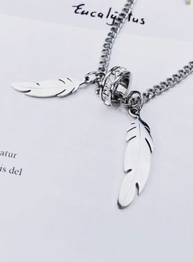 新款高街轻奢女羽毛百搭项链