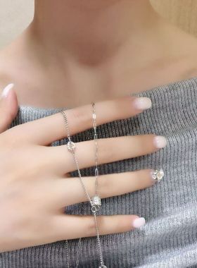 高级感银色钛钢小蛮腰流苏项链