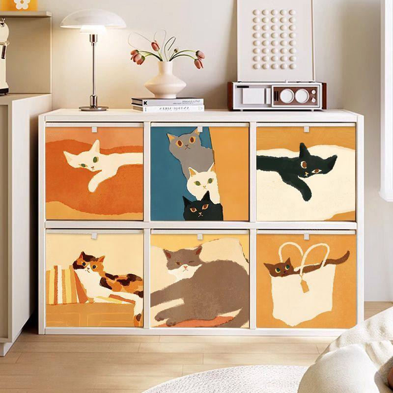 慵懒猫咪收纳箱卡莱克格子柜可折叠大容量收纳筐抽屉式衣物收纳盒,淘宝优惠券,粉丝福利购,淘宝优惠卷