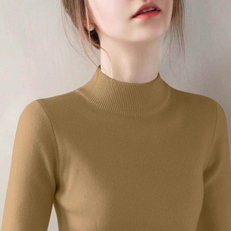 安可拉红半高领针织打底衫女春秋季内搭毛衣修身显瘦法式长袖上衣,淘宝优惠券,粉丝福利购,淘宝优惠卷