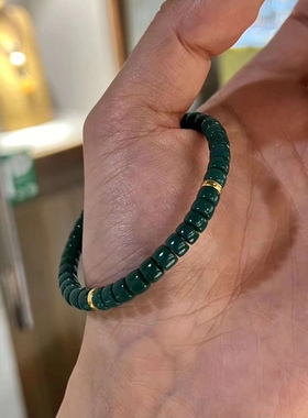 天然原矿绿松石直切药片地狱色偏绿手串隔片手串男女文玩星月菩提