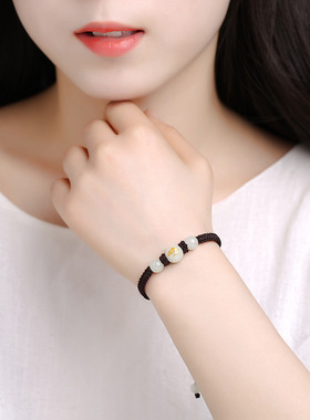 夜光珠玛瑙红绳本命年转运手链