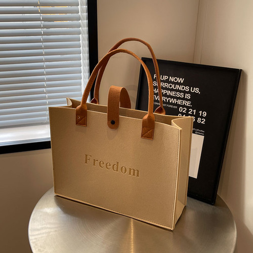 毛毡包手提袋子通勤上班族杂物小拎包学生拎书大容量可定制logo - 图1